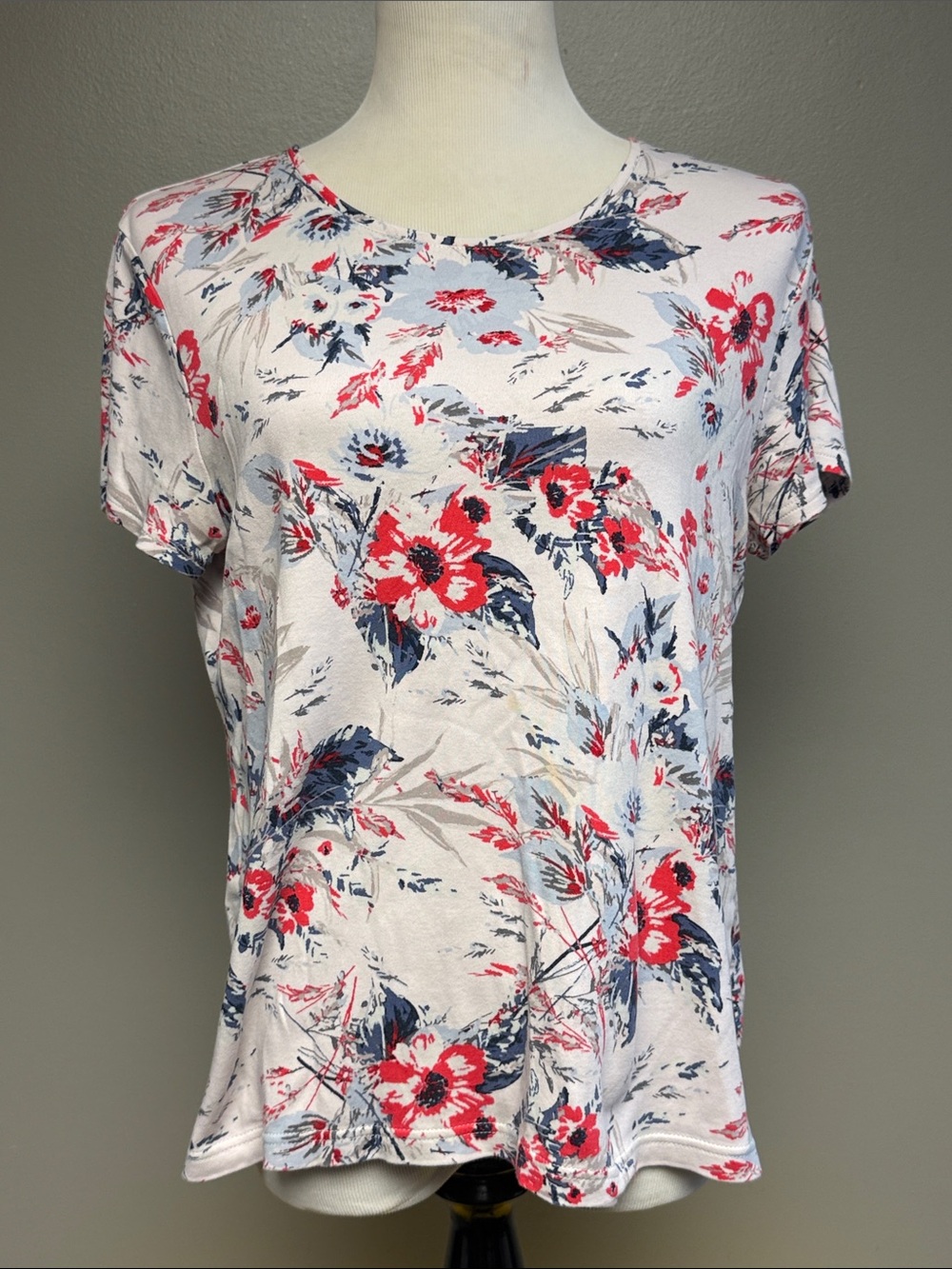 Croft & Barrow The Classic Tee Women’s Large Floral 100% Cotton Short Sleeve